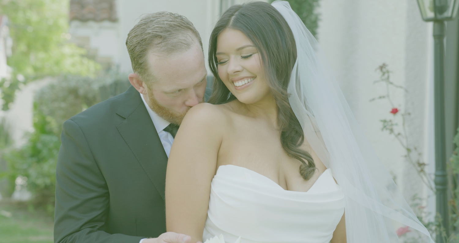 Newlyweds sharing a joyful moment